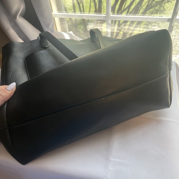 Madewell Medium Transport Leather Tote Black Bag Purse Shoulder Crossbody Color - Picture 5 of 15